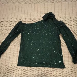 Cece Cold Shoulder Sequin Top